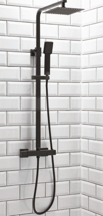 Kraft Noir Moon Matt Black Square Rigid Riser Shower