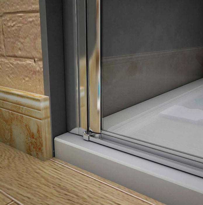 Duplex 900mm Frameless Bifold Shower Door 6mm Clear Glass - Chrome