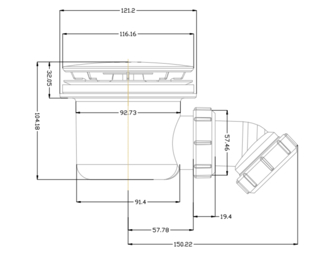 KVIT 90mm Fast Flow Shower Waste - Brushed Brass