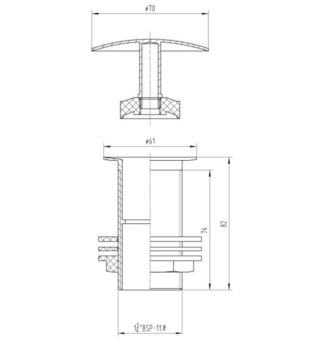 ATC Free Flowing Unslotted Basin Waste - Chrome