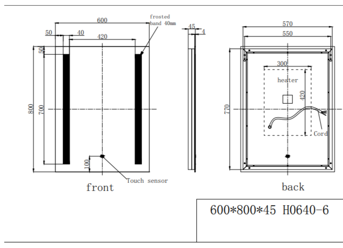 ATC Breeze 800 x 600 LED Mirror