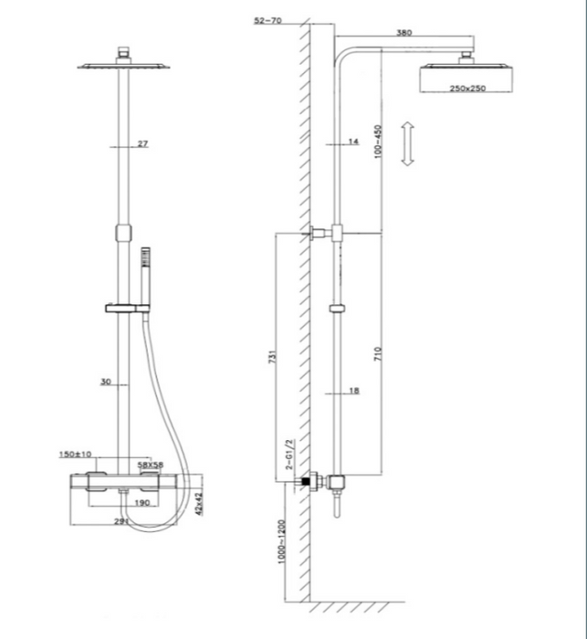 ATC Maya Cool Touch Twin Shower System - Brushed Brass