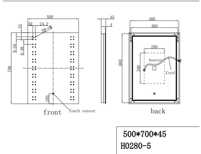 ATC Millie 700 x 500 LED Mirror