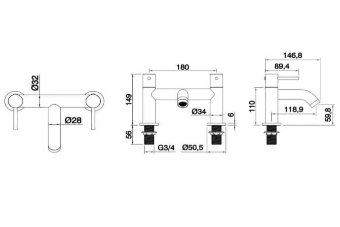 ATC Oria Bath Filler - Chrome