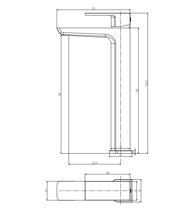 ATC Olsen Tall Mono Basin Mixer - Matt Black