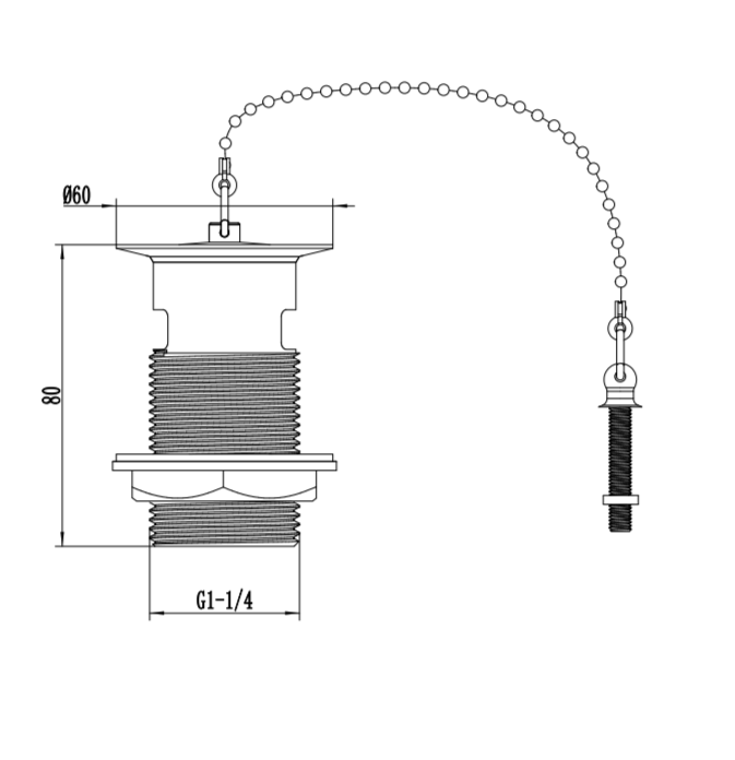 ATC Plug and Chain Slotted Basin Waste - Chrome