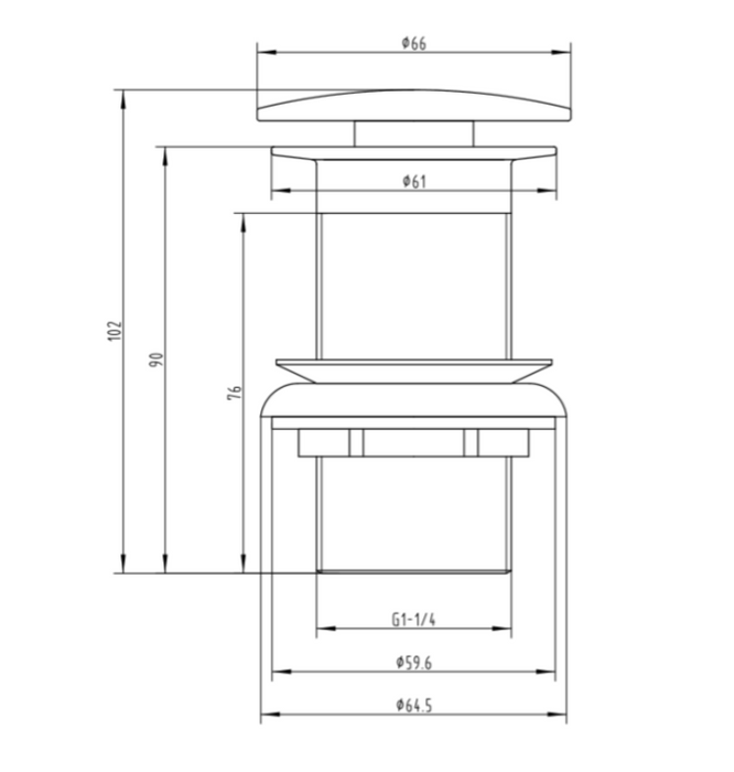 ATC Unslotted Click Clack Basin Waste - Matt Black