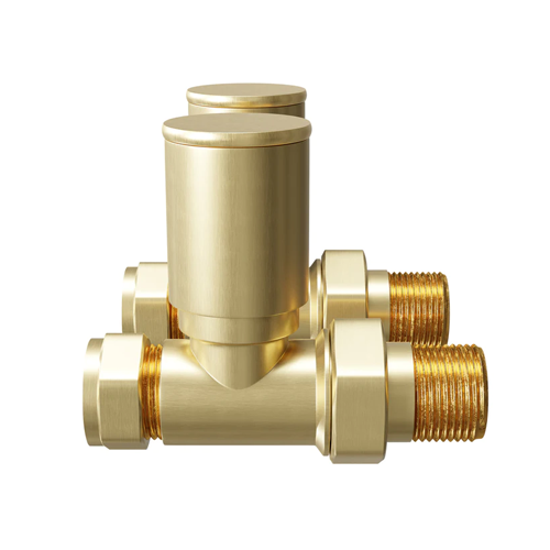 Banyetti Straight Radiator Valves - Brushed Brass