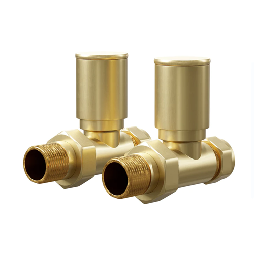 Banyetti Straight Radiator Valves - Brushed Brass