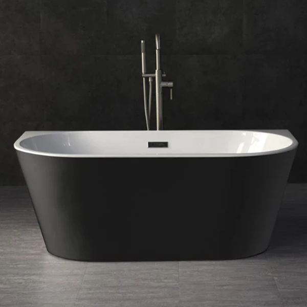 Banyetti Trend Back to Wall Freestanding Acrylic Bath - Gloss Black (Choose Size)