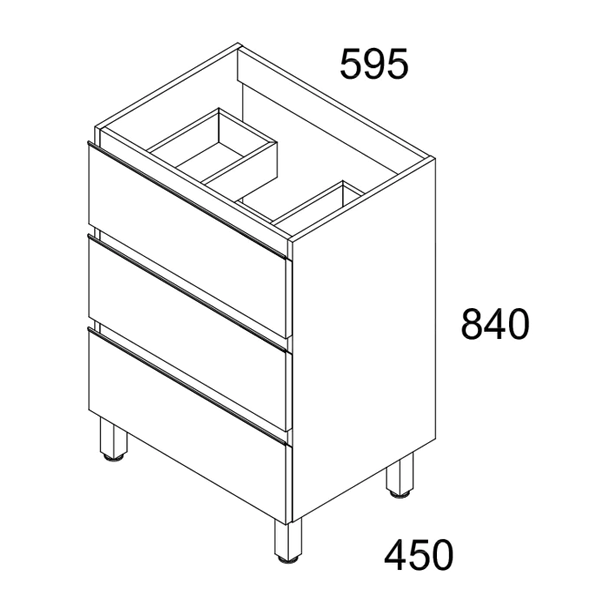 Vatilla 600mm Floorstanding Vanity Unit with Chrome Handles - Gloss White