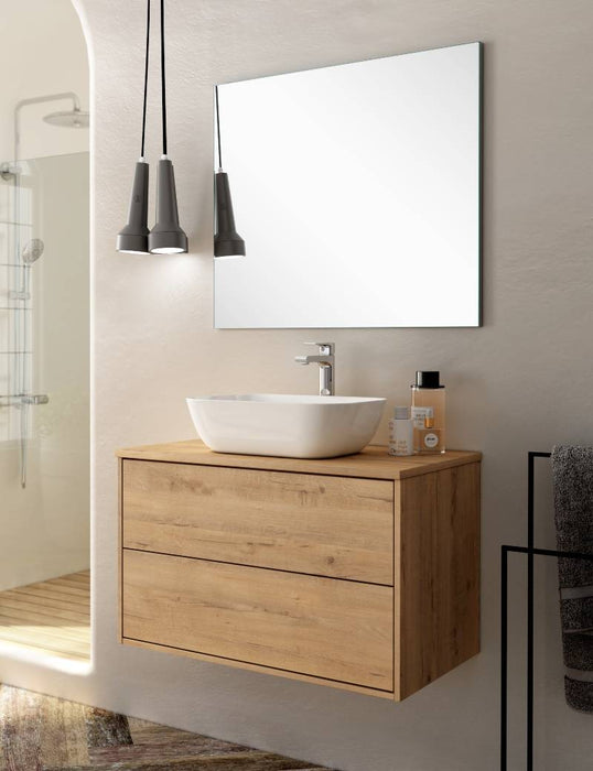 Banyetti Venti 800mm Wall Hung Vanity Unit with Basin - Ostippo Oak