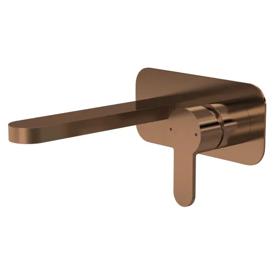 ROMA Arvan Brushed Bronze Wall Mounted 2 Tap Hole Basin Mixer With Plate