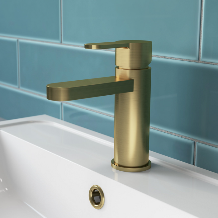 ROMA Arvan Mono Basin Mixer with Push Button Waste - Brushed Brass