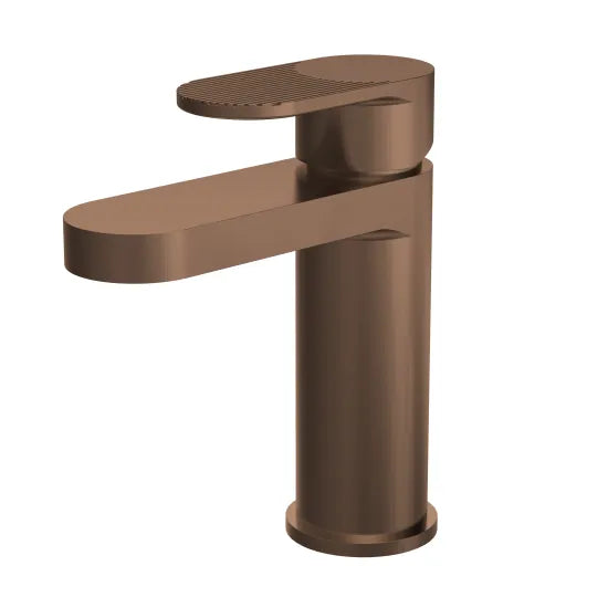 ROMA Cyprus Brushed Bronze Fluted Mono Basin Mixer with Push Button Waste