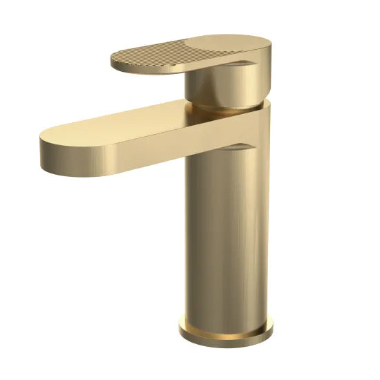 ROMA Cyprus Brushed Brass Fluted Mono Basin Mixer with Push Button Waste