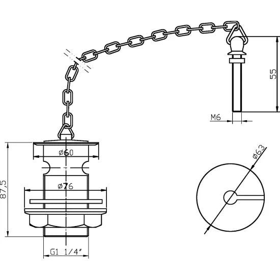 ROMA Basin Waste with Brass Plug & Link Chain