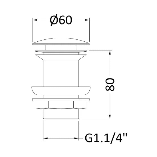 ROMA Unslotted Push Button Basin Waste