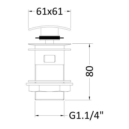 ROMA Square Push Button Basin Waste Slotted