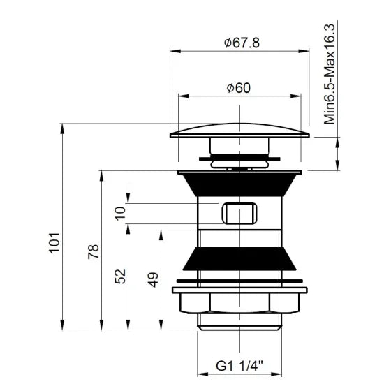 ROMA Stainless Steel Slotted Push Button Basin Waste