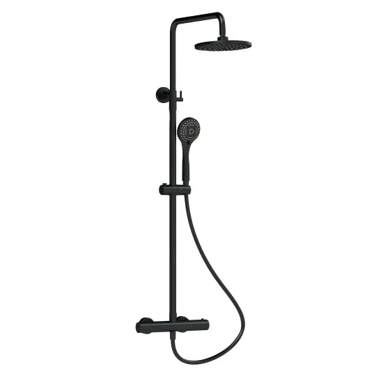 ROMA Matt Black Round Shower Kits Thermostatic Bar Shower With Kit