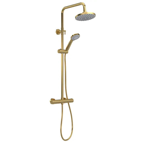 ROMA Brushed Brass Round Shower Kits Thermostatic Bar Shower With Kit