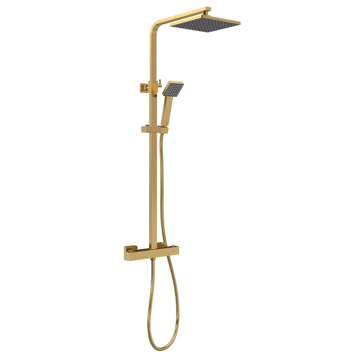 ROMA Brushed Brass Square Shower Kits Thermostatic Bar Shower With Kit