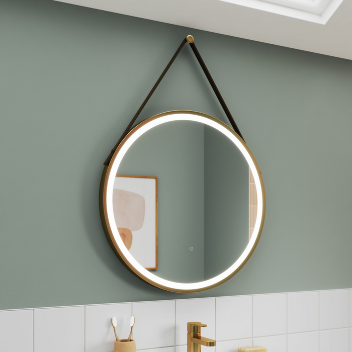 ROMA Salana 800mm Round Touch Sensor Illuminated Mirror - Brushed Brass