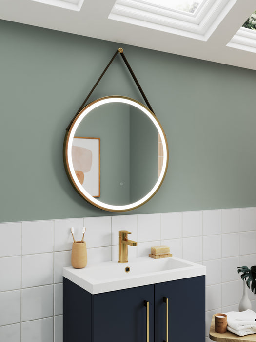 ROMA Salana 600mm Round Touch Sensor Illuminated Mirror - Brushed Brass