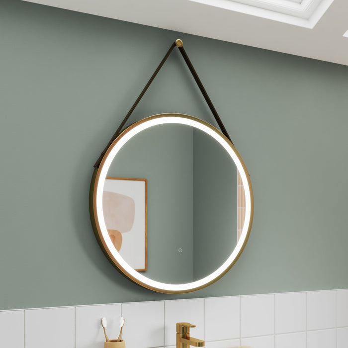 ROMA Salana 600mm Round Touch Sensor Illuminated Mirror - Brushed Brass