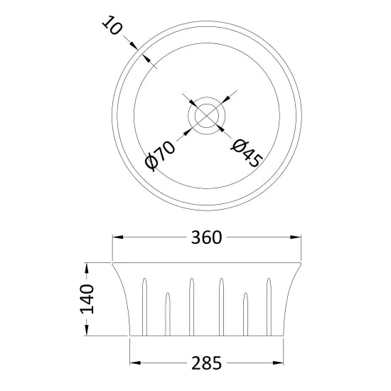 ROMA Ceramic Round Countertop Basin 358 x 368 x 137mm