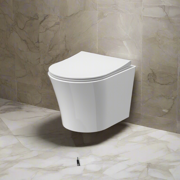 ROMA Freya Wall Hung Rimless Toilet Pan & Soft Close Seat