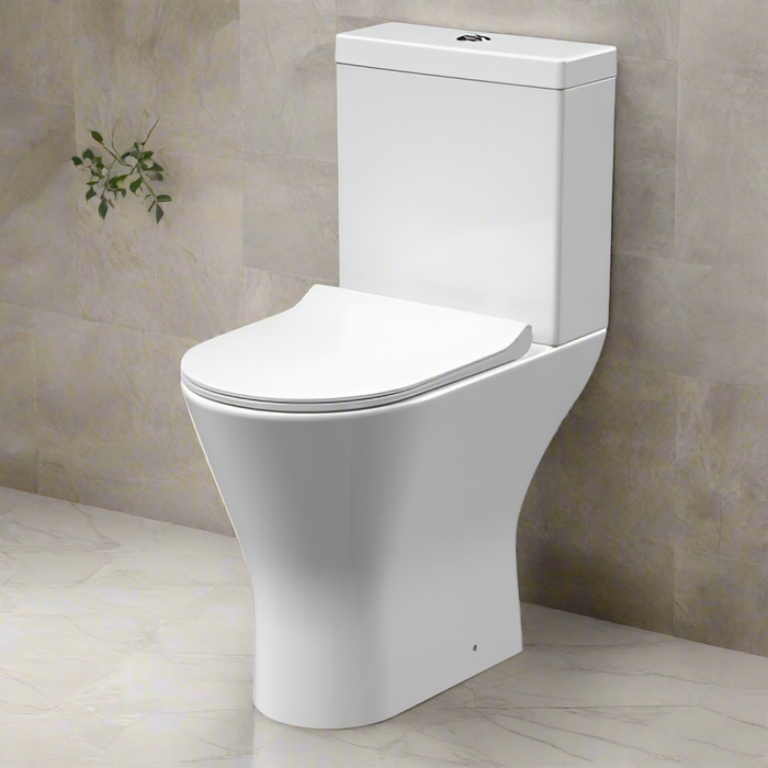 ROMA Freya Comfort Height Rimless Toilet Pan, Cistern & Seat