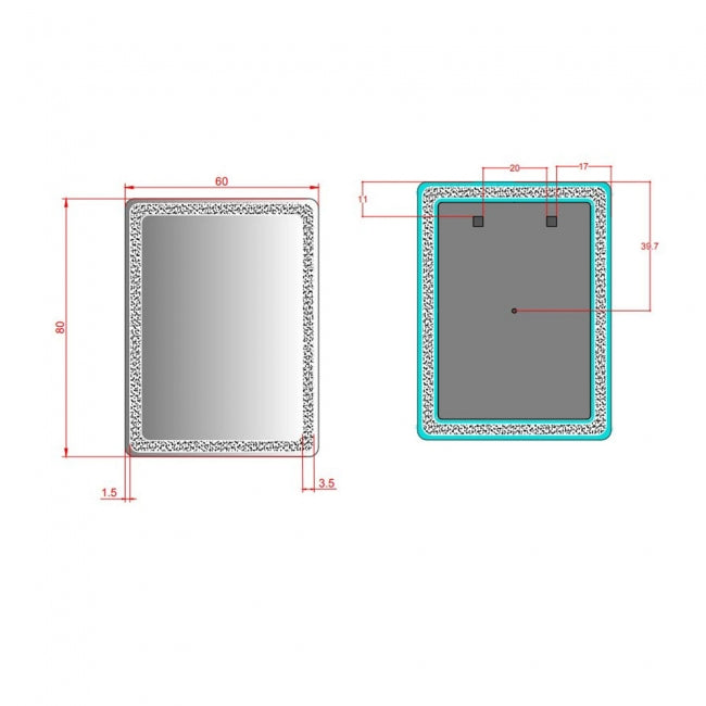 Kartell KVIT Alder 800 x 600 LED Mirror with Touch Switch & Antifog Demister