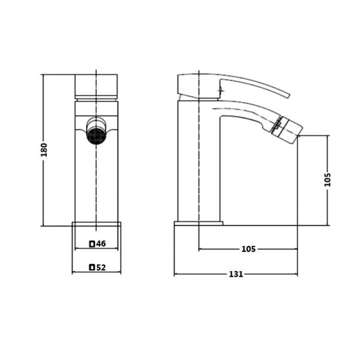 Kartell KVIT Flair Mono Bidet Mixer - Chrome