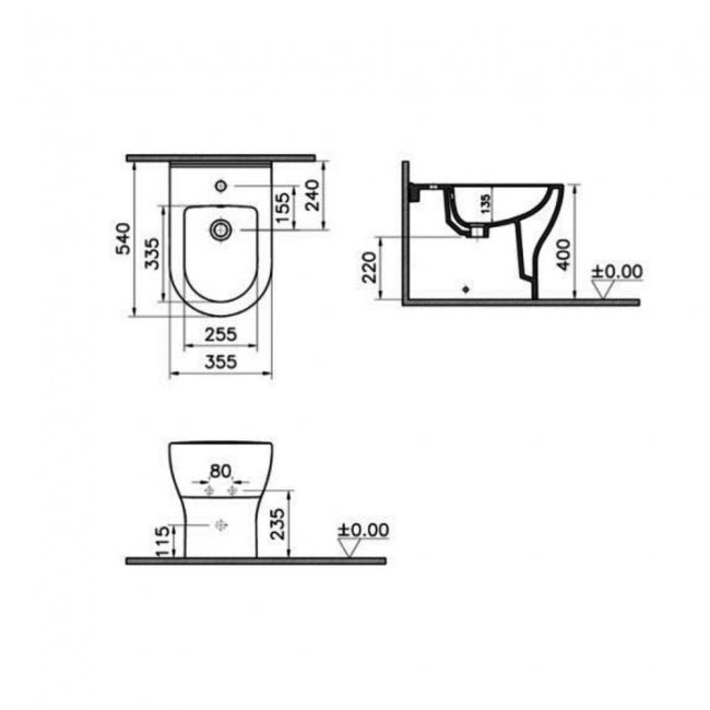 Kartell KVIT Eklipse Round Back to Wall Bidet Pan