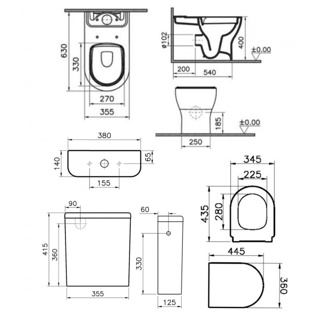 Kartell KVIT Eklipse Round Close Coupled Back to Wall WC Pan with Soft Close Seat