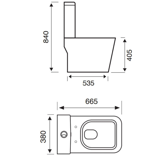 Kartell KVIT Genoa Square Close Coupled Rimless WC Pan with Soft Close Seat