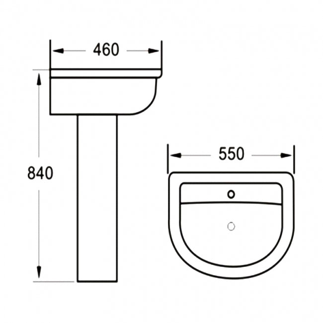 Kartell KVIT Kameo 550mm 1 Tap Hole Basin