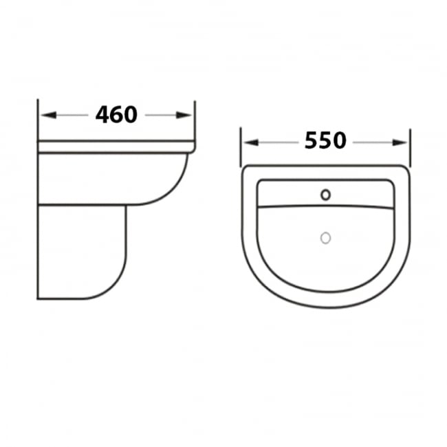 Kartell KVIT Kameo 550mm 1 Tap Hole Basin & Semi Pedestal