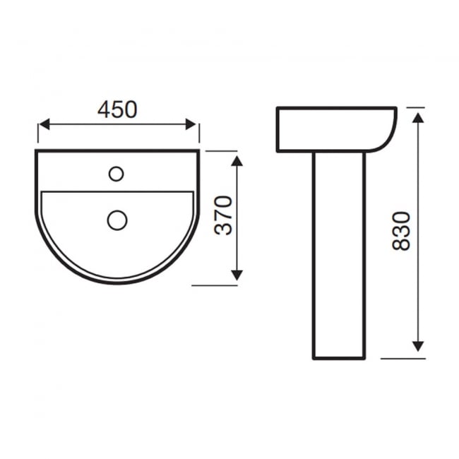 Kartell KVIT Kameo 450mm 1 Tap Hole Basin