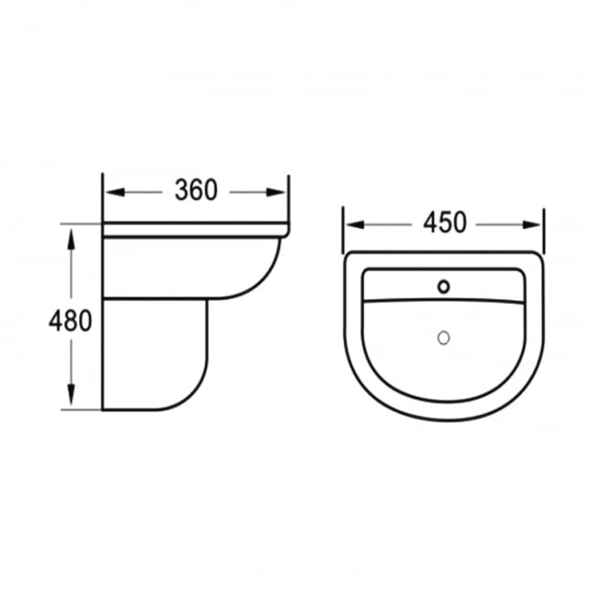 Kartell KVIT Kameo 450mm 1 Tap Hole Basin & Semi Pedestal