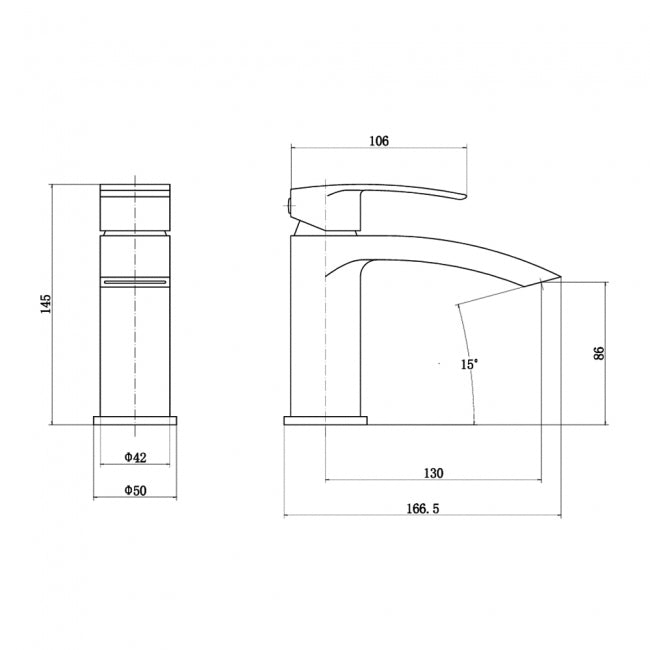 Kartell KVIT Nero Curve Mono Basin Mixer with Click Waste - Matt Black