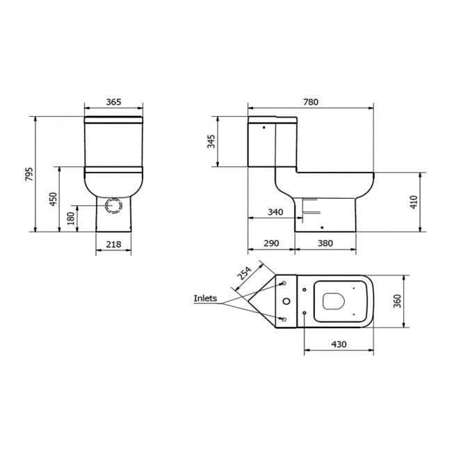 Kartell KVIT Options 600 Close Coupled Corner WC Pan with Soft Close Seat