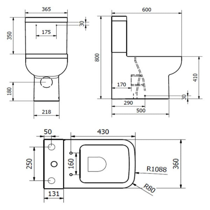 Kartell KVIT Options 600 Close Coupled Back to Wall WC Pan with Soft Cose Seat