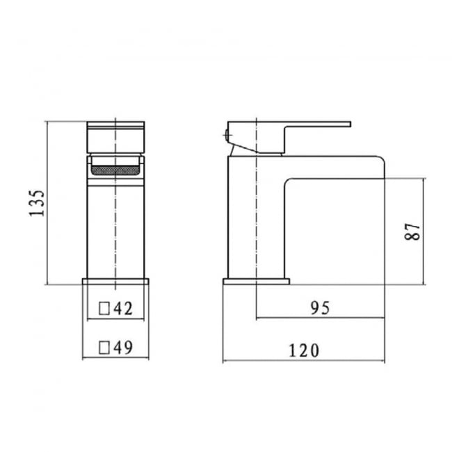 Kartell KVIT Phase Mono Basin Mixer with Click Waste - Chrome