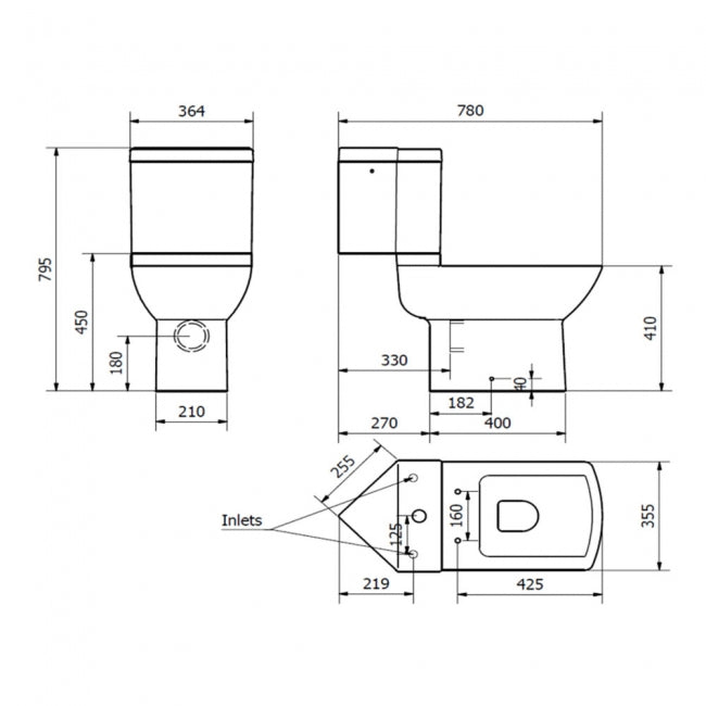 Kartell KVIT Pure Close Coupled Corner WC Pan with Soft Close Seat