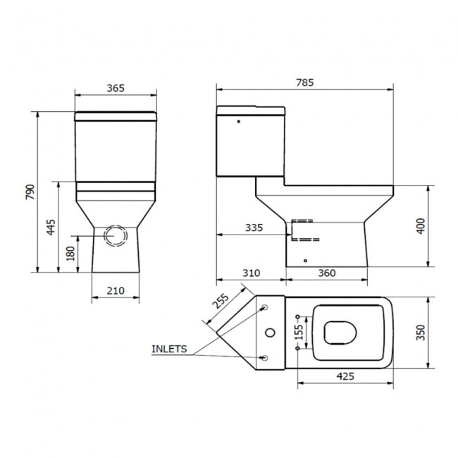 Kartell KVIT Trim Close Coupled Corner WC Pan with Soft Close Seat