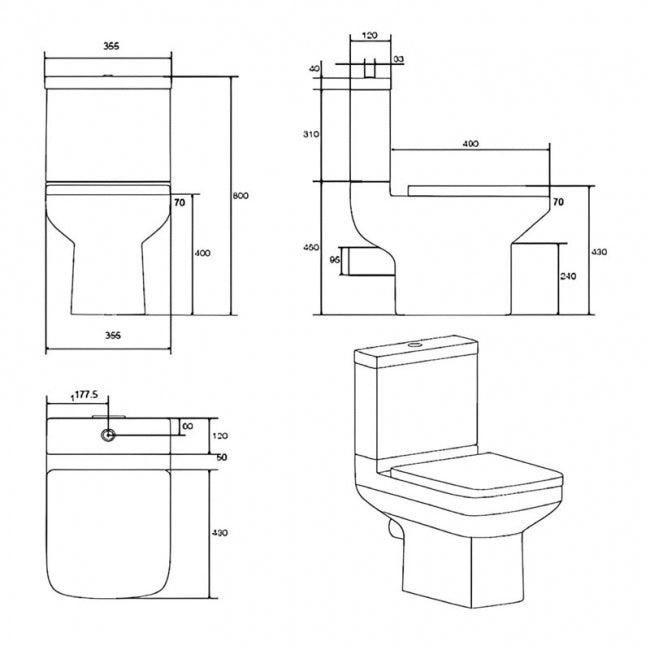 Kartell KVIT Trim Close Coupled WC Pan with Soft Close Seat