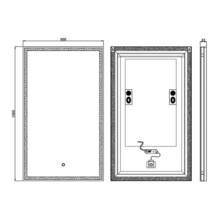 Kartell KVIT Winchcombe 1000 x 600 LED Mirror with Halo Touch Sensor, Antifog Demister, 3 Tone Ambient Lighting & Bluetooth Speakers - Brushed Brass